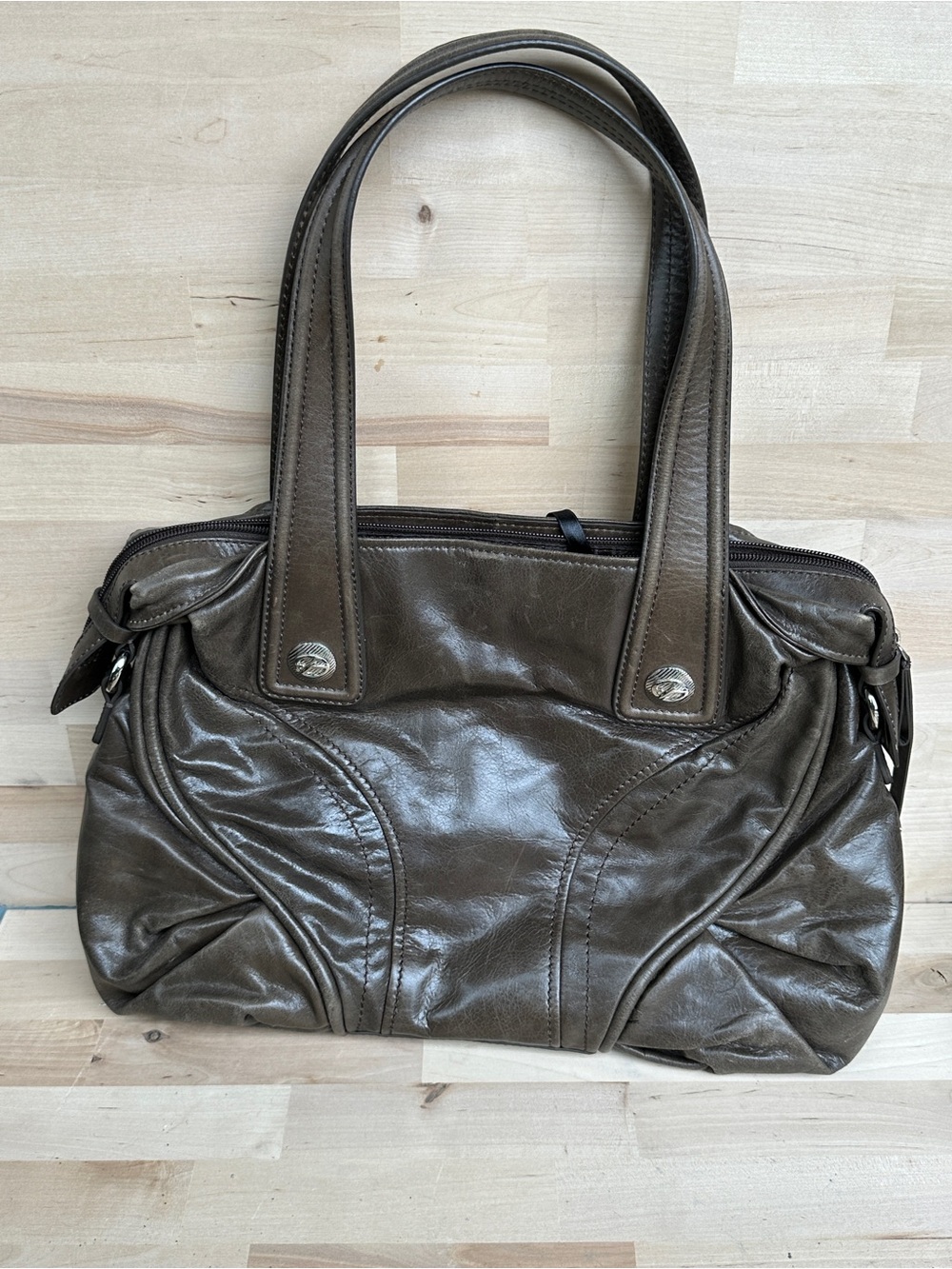 VTG Classic Brown Leather Tote Bag